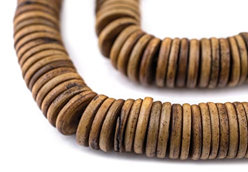 14 mm braune Knochenknopfperlen: Flache runde Scheibenperlen aus Nepal für die Herstellung von DIY-Halsketten und Schmuck von lohfxrgyjk