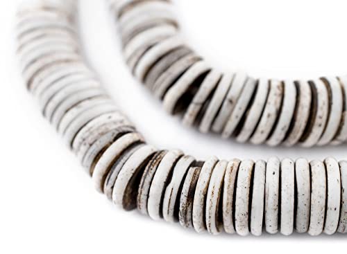14 mm rustikale graue Knochenknopfperlen: Flache runde Scheibenperlen aus Nepal für die Herstellung von DIY-Halsketten und Schmuck von lohfxrgyjk