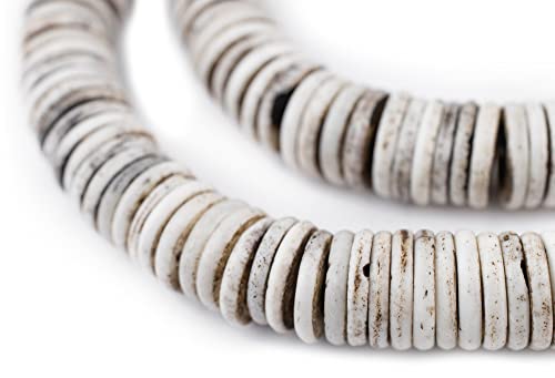 14 mm rustikale graue Knochenknopfperlen: Flache runde Scheibenperlen aus Nepal für die Herstellung von DIY-Halsketten und Schmuck von lohfxrgyjk