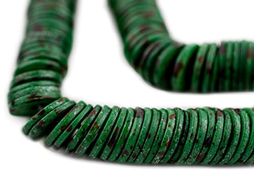 14 mm smaragdgrüne Knochenknopfperlen: Flache runde Scheibenperlen aus Nepal für die Herstellung von DIY-Halsketten und Schmuck von lohfxrgyjk