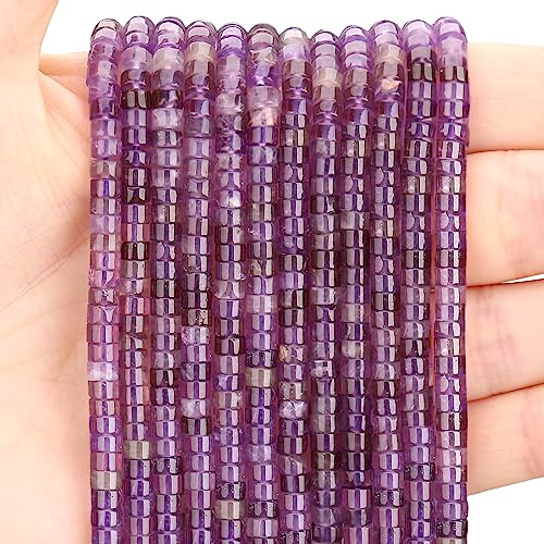 150 Stück natürliche Amethyst-Abstandshalterperlen, lose, flache, runde Halbedelstein-Scheibenperlen zum Perlenschmuckmachen, 4 mm x 2 mm von lohfxrgyjk