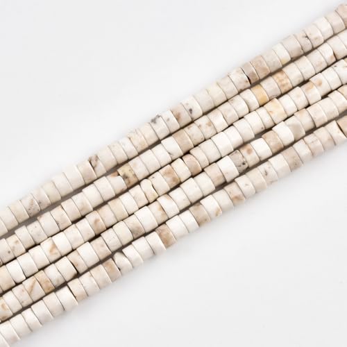152 Stück 4 x 2 mm natürliche weiße Türkisscheiben, Rondelle, Abstandssteine, Halbedelsteine für die Schmuckherstellung, 38,1 cm 152 Stück 4 x 2 mm natürliche weiße Türkisscheiben, Rondelle, Abstandssteine, Halbedelsteine für die Schmuckherstellung, 38,1 cm von lohfxrgyjk