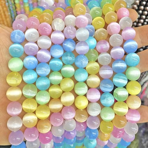 160 Stück 4 mm bunte Selenit-Gipsstein-Kristallperlen für Schmuckherstellung, DIY-Armband, 2 Stränge von lohfxrgyjk