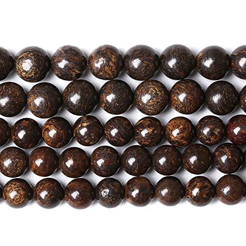 176 Stück 4 mm Natursteinperlen, brauner Bronzit-Edelstein, rund, lose Perlen für Schmuckherstellung, DIY, Armband, Halskette, 81,3 cm, 2 Stränge von lohfxrgyjk