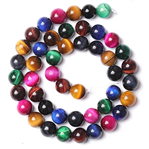 180 Stück 4 mm AAA natürliche bunte Tigeraugen-Steinperlen Edelstein runde Abstandshalter lose Perlen für Schmuckherstellung DIY Armband Halskette 81,3 cm 2 Stränge von lohfxrgyjk
