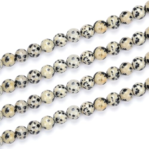 2 Stränge natürlicher Dalmatiner-Jaspis, Heilstein, 4 mm, kleine runde Perlen, Edelstein-Abstandshalter (176–186 Stück) für Bastel- und Schmuckherstellung, GF17-4 von lohfxrgyjk
