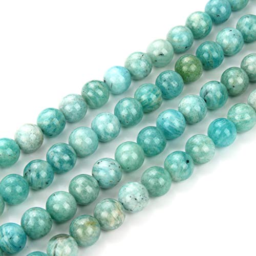 2 Stränge natürlicher brasilianischer blauer Amazonit, Heilstein, 10 mm, runde lose Perlen, Edelstein-Abstandshalter (68–74 Stück) für Bastelarbeiten, Schmuckherstellung, GE6-10 von lohfxrgyjk