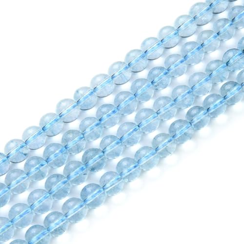 2 Stränge natürlicher hellblauer Topas, Heilstein, 8 mm, runde lose Perlen, Edelstein-Abstandshalter (88–94 Stück) für Bastelarbeiten, Schmuckherstellung, GE5-8 von lohfxrgyjk