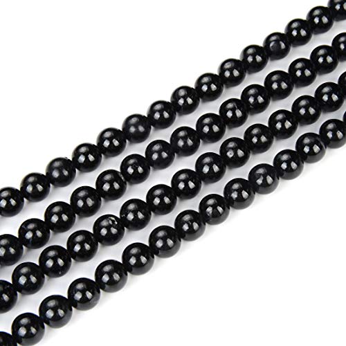 2 Stränge natürlicher schwarzer Turmalin-Heilstein, 8 mm, runde lose Perlen, Edelstein-Abstandshalter (88–94 Stück) für Bastelarbeiten, Schmuckherstellung, GE12-8 von lohfxrgyjk