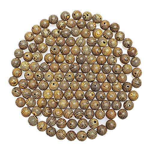 200 Stück 8 mm Holzperlen, natürliches Wengeholz, rund, lose Perlen für Schmuckherstellung, DIY, Handwerk, Armband, Halskette von lohfxrgyjk