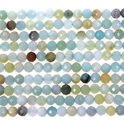 3 mm große, facettierte, natürliche Amazonit-Perlen, rund, lose Perlen für Schmuckherstellung, Armband, Halskette von lohfxrgyjk
