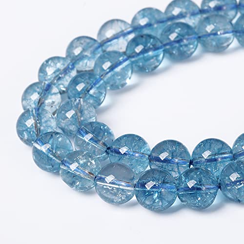 32 Stück 12 mm Blautopas, Kristall, Quarz, Naturstein, runde lose Perlen für Schmuckherstellung, Armband, Halskette, Ohrringe, 38,1 cm von lohfxrgyjk