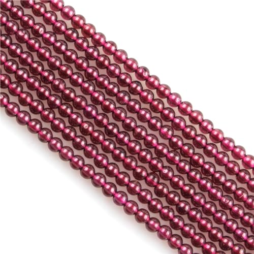 320 Stück natürliche kleine Steinperlen, 2 mm, roter Granat, rund, glatt, lose Edelsteinperlen für Schmuckherstellung, Armbänder, Ohrringe, Halsketten, Zubehör von lohfxrgyjk
