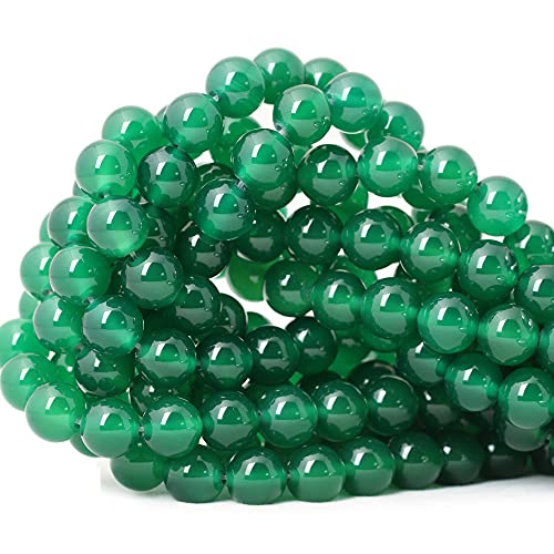 35 Stück 10 mm grüner Achat-Edelstein, rund, lose Perlen für Schmuckherstellung, 1 Strang, 38,1 cm von lohfxrgyjk