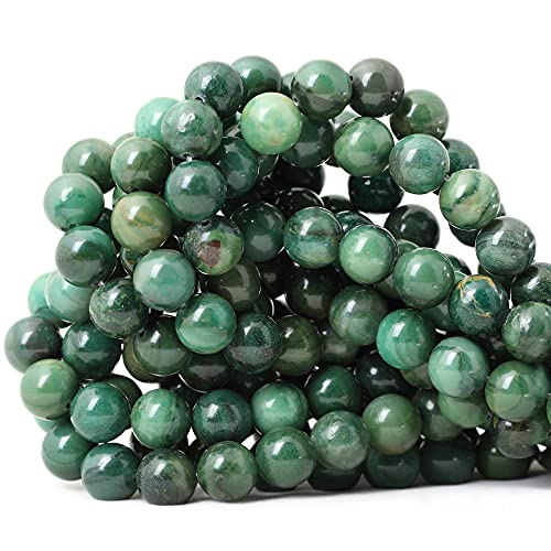 35 Stück 10 mm natürlicher Verdit-Stein, afrikanische Jade, Edelstein, rund, lose Perlen für Schmuckherstellung, DIY, 1 Strang, 38,1 cm von lohfxrgyjk