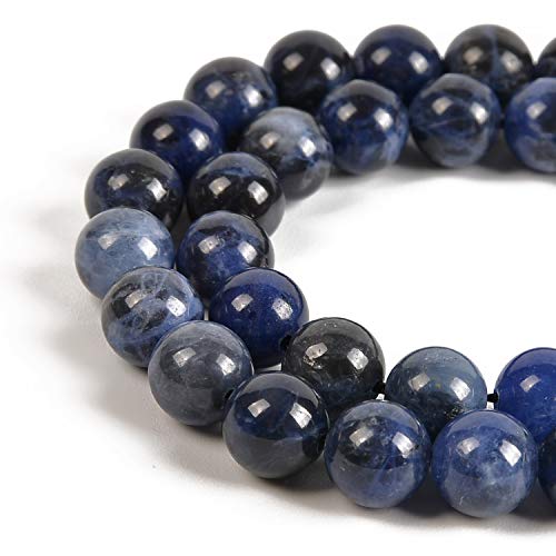 36 Stück 10 mm natürlicher blauer Sodalith-Edelstein, runde Abstandshalter, lose Steinperlen für Schmuckherstellung, 39,4 cm, 1 Strang (blauer Sodalith, 10 mm, 36 Perlen) von lohfxrgyjk