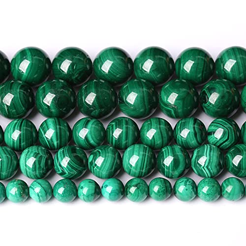 4 mm, 44 Stück, Naturstein, grüner Malachit, Güteklasse 3A, lose Perlen für Schmuckherstellung, DIY-Armbänder von lohfxrgyjk