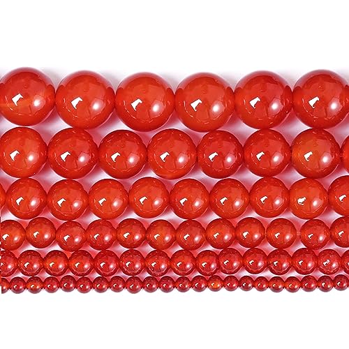 4 mm, 86 Stück Naturstein-Perlen aus rotem Achat, lose Perlen für Schmuckherstellung, DIY-Armband, Halbedelstein, 1 Strang von lohfxrgyjk