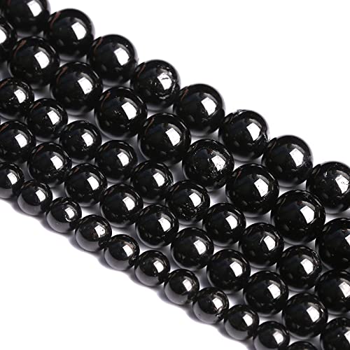 4 mm, 88 Stück natürliche schwarze Turmalin-Edelsteine, Klasse A, Perlen für Schmuckherstellung, DIY-Armband, Kristall, 1 Strang von lohfxrgyjk