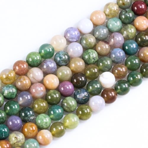 4 mm natürliche Edelsteine, runde Inidan-Achat-Perlen zur Schmuckherstellung, kleine Kristallperlen für Armbänder, Halsketten, Ohrringe, Basteln (38,1 cm/Strang) von lohfxrgyjk