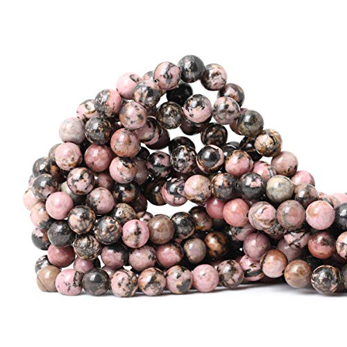 45 Stück 8 mm natürliche schwarze Linie, Rhodochrosit-Edelstein, glatt, rund, lose Perlen zur Schmuckherstellung, 1 Strang, 38,1 cm 45 Stück 8 mm natürliche schwarze Linie, Rhodochrosit-Edelstein, glatt, rund, lose Perlen zur Schmuckherstellung, 1 Strang, 38,1 cm von lohfxrgyjk