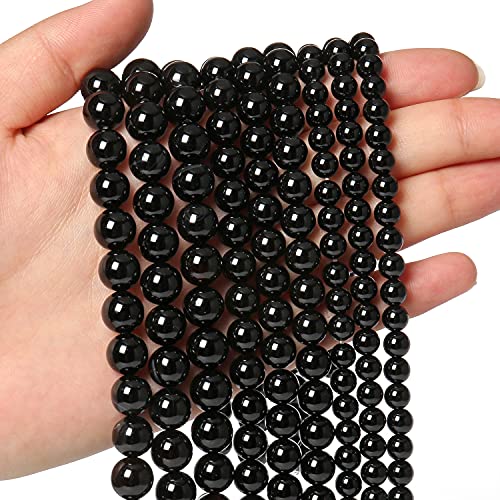 45 Stück 8 mm natürliche schwarze Onyx-Achat-Perlen, Energiekristall, Power-Edelstein für Schmuckherstellung, DIY-Armband, Halskette von lohfxrgyjk