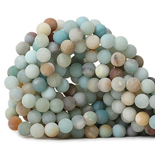 45 Stück 8 mm natürlicher, bunter mattierter Amazonit-Edelstein, rund, lose Perlen, Steinperlen für Schmuckherstellung, DIY, 1 Strang, 38,1 cm von lohfxrgyjk
