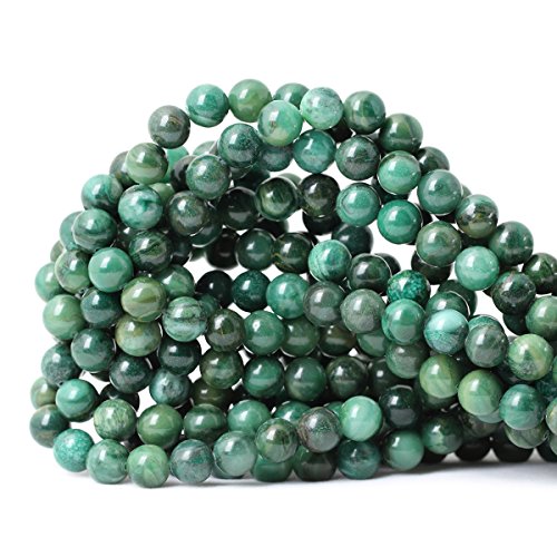 45 Stück 8 mm natürlicher Verdit-Stein, afrikanische Jade, Edelstein, rund, lose Perlen für Schmuckherstellung, DIY, 1 Strang, 38,1 cm von lohfxrgyjk