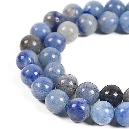 45 Stück 8 mm natürlicher blauer Aventurin-Edelstein, runde Abstandshalter, lose Steinperlen für Schmuckherstellung, 39,4 cm, 1 Strang (blauer Aventurin, 8 mm, 45 Perlen) von lohfxrgyjk