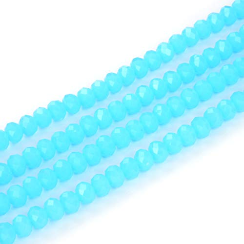 5 Stränge tschechische facettierte Rondelle-Kristallglasperlen, lose Perlen, 8 mm, Abstandshalter, Großpackung, blauer türkisfarbener Opal (330–340 Stück) für Bastelarbeiten, Schmuckherstellung von lohfxrgyjk