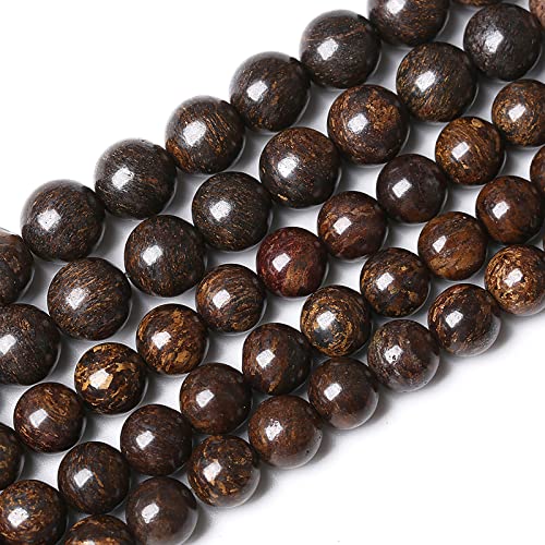 58 Stück 6 mm Natursteinperlen, brauner Bronzit-Edelstein, runde lose Perlen für Schmuckherstellung, DIY, Armband, Halskette von lohfxrgyjk