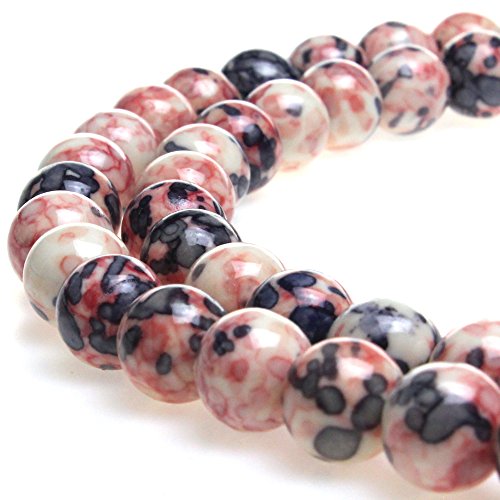 5A glatte runde Regenblumensteine, Perlen, DIY-Armband, Schmuckherstellung, 38,1 cm (15 Zoll), Rosa-Grau von lohfxrgyjk
