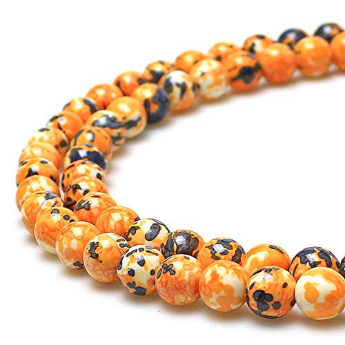 5A glatte runde Regenblumensteine, Perlen, DIY-Armband, Schmuckherstellung, 8 mm, Orange-Grau von lohfxrgyjk