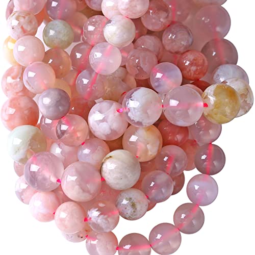 6 mm, 55 Stück natürliche Sakura-Achat-Edelstein-Kristallperlen für Schmuckherstellung, DIY-Armbänder von lohfxrgyjk