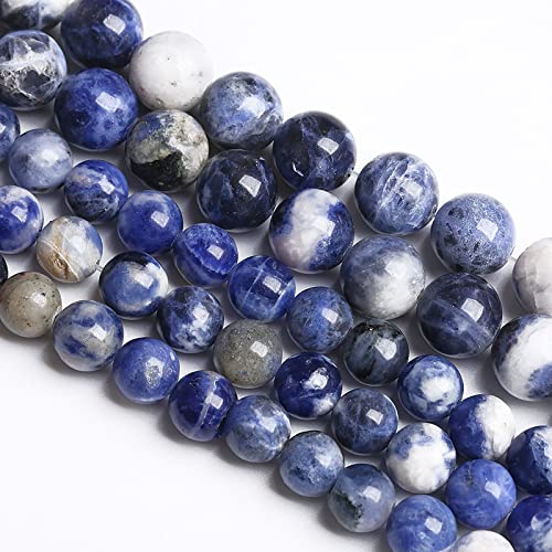 6 mm 60 Stück Naturstein-blaue Sodalith-Perlen für Schmuckherstellung, DIY, Armband, Halskette, 1 Strang von lohfxrgyjk