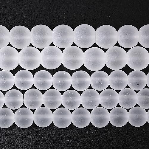 6 mm 60 Stück mattweiße Glasperlen für Schmuckherstellung, DIY, Armband, Halskette von lohfxrgyjk