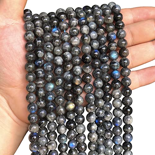 6 mm 60 Stück natürliche Labradorit-Edelstein-Kristall-Abstandshalter lose Perlen für Schmuckherstellung, DIY-Armband, 38,1 cm, 1 Strang, Klasse A von lohfxrgyjk