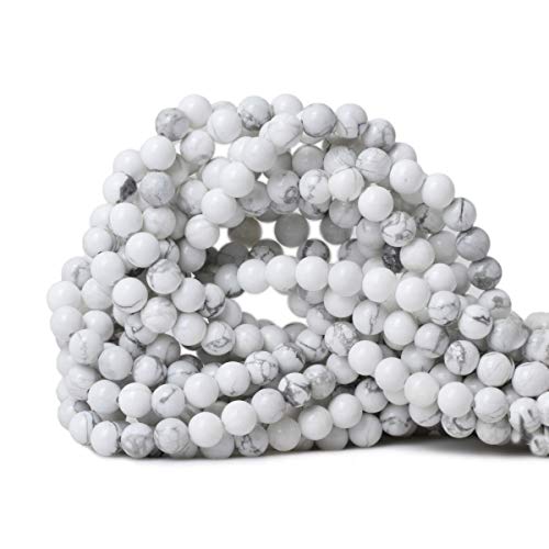 6 mm 60 Stück natürliche weiße Howlith Edelsteine runde lose Steinperlen für Schmuckherstellung, DIY, Basteln, Design, 1 Strang, 38,1 cm von lohfxrgyjk