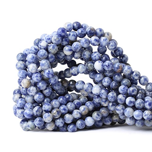 60 Stück natürliche blau-weiße Sodalith-Edelsteine, rund, lose Perlen für Schmuckherstellung, 1 Strang, 38,1 cm von lohfxrgyjk