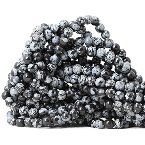 60 Stück natürliche schwarze Schneeflocken-Obsidian-Edelsteine, runde lose Perlen, Steinperlen für Schmuckherstellung, DIY, 1 Strang, 38,1 cm 60 Stück natürliche schwarze Schneeflocken-Obsidian-Edelsteine, runde lose Perlen, Steinperlen für Schmuckherstellung, DIY, 1 Strang, 38,1 cm von lohfxrgyjk