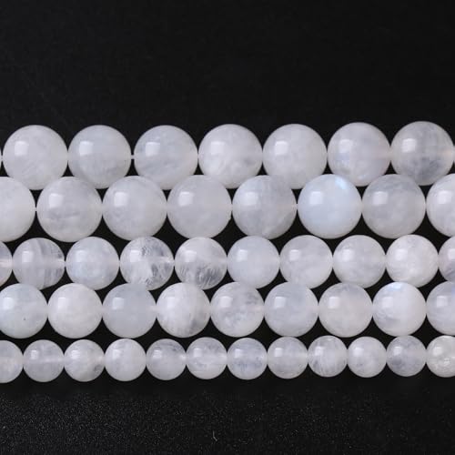 75 Stück 10 mm Naturstein weißer Mondstein Edelstein Halbedelstein Perlen für Schmuckherstellung DIY Armband von lohfxrgyjk