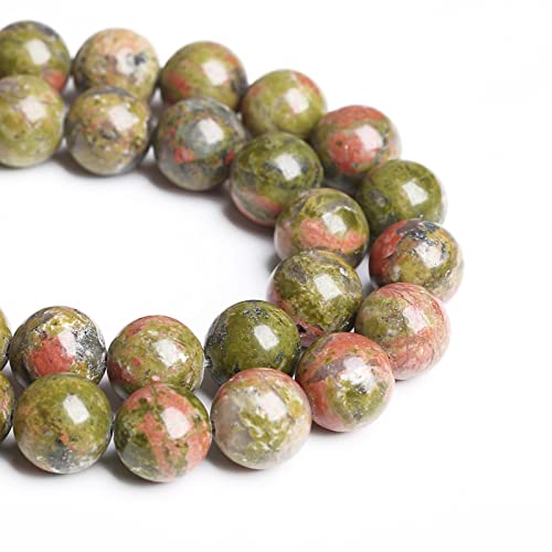 8 mm, 45 Stück, Naturstein, grüne Unakit-Perlen für Schmuckherstellung, DIY-Armband, 1 Strang von lohfxrgyjk