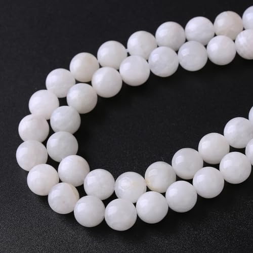 8 mm, 45 Stück, Naturstein, weißer Mondstein, Halbedelstein-Perlen für Schmuckherstellung, DIY-Armbänder von lohfxrgyjk