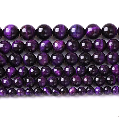 8 mm, 45 Stück A+ natürliche violette Tigeraugen-Steinperlen, runde Abstandshalter, lose Perlen für Schmuckherstellung, DIY, Armband, Halskette, 38,1 cm von lohfxrgyjk