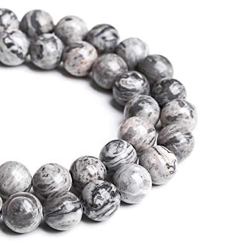 8 mm, 45 Stück Naturstein-Karten-Jaspis, lose Perlen für Schmuckherstellung, DIY-Armbänder von lohfxrgyjk