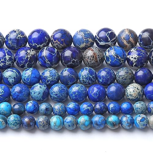 8 mm, 45 Stück Natursteine, blaue Meeressediment-Jaspis, lose Perlen für Schmuckherstellung, DIY-Armbänder von lohfxrgyjk