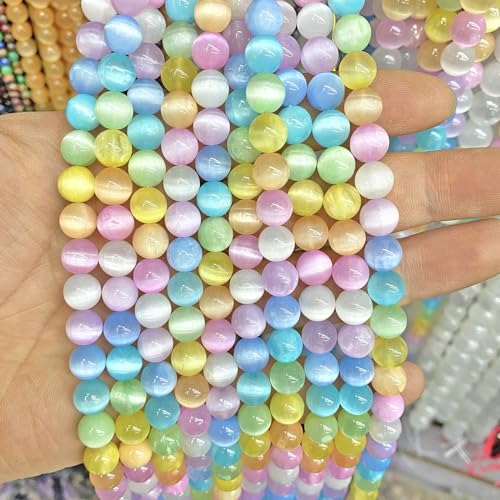 8 mm, 45 Stück bunte Selenit-Gipsstein-Kristallperlen für Schmuckherstellung, DIY-Armbänder von lohfxrgyjk
