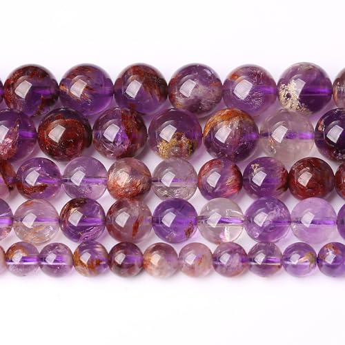 8 mm, 45 Stück natürliche Edelsteine, violette Geister-Kristallsteinperlen für Schmuckherstellung, DIY-Armbänder von lohfxrgyjk