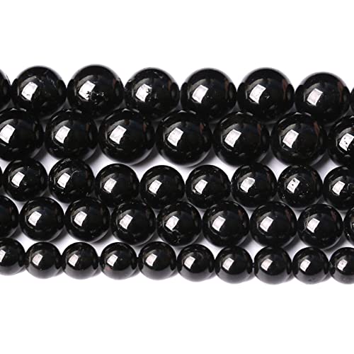 8 mm, 45 Stück natürliche schwarze Turmalin-Edelsteine, Klasse A, Perlen für Schmuckherstellung, DIY-Armband, Kristall, 1 Strang von lohfxrgyjk
