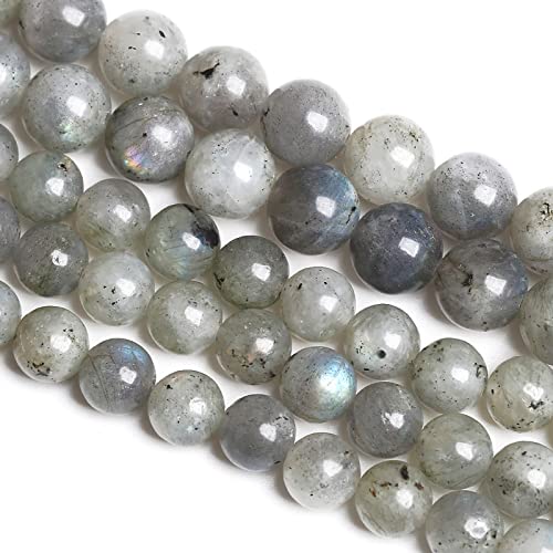 8 mm, 46 Stück, Naturstein, graue Labradorit-Larvikit-Kristallperlen für Schmuckherstellung, DIY-Armbänder von lohfxrgyjk